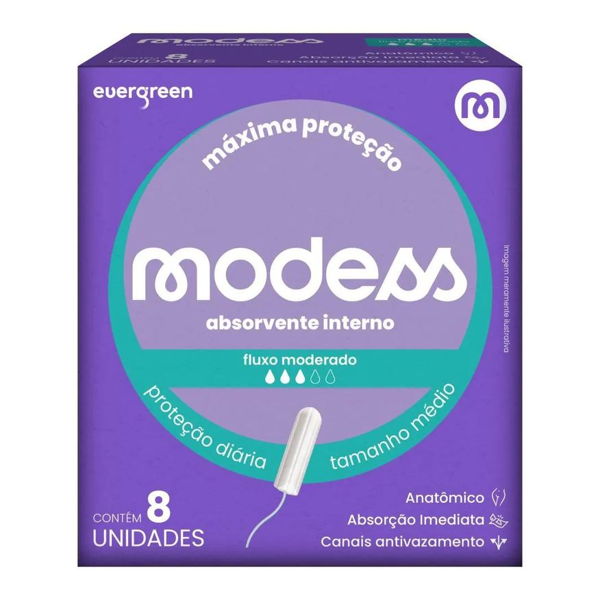 Modess Absorvente Interno Tamanho Médio 8un