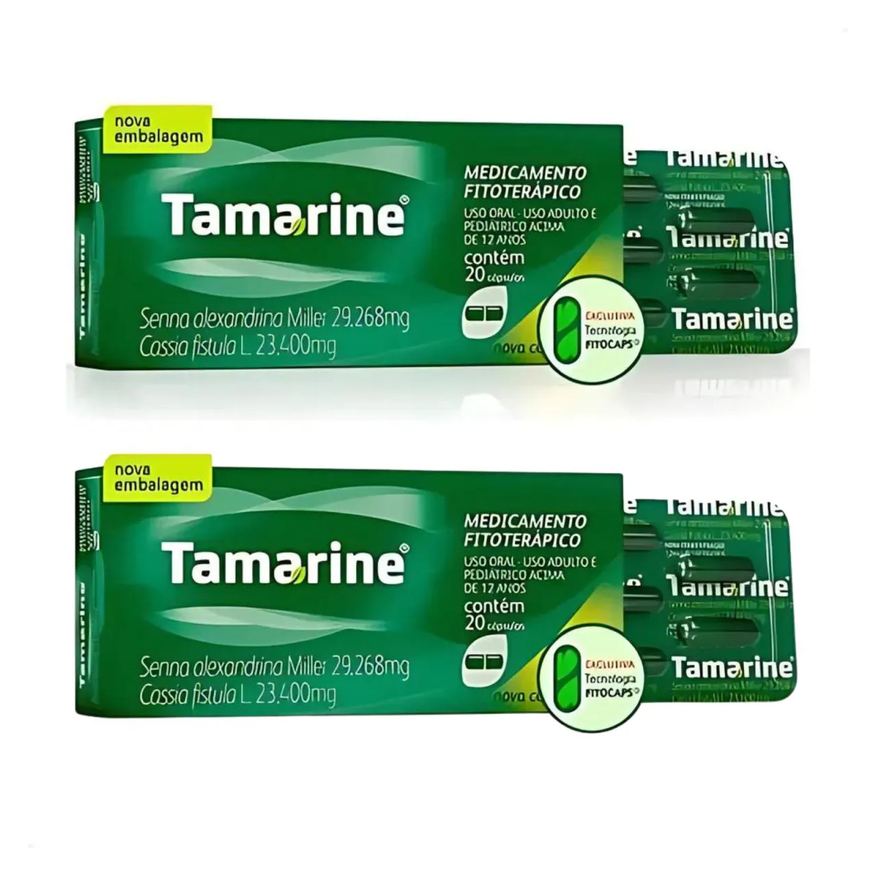 KIT COM 2 UNIDADES LAXANTE TAMARINE 12mg COM 20 CáPSULAS CADA - FITOTERáPICO