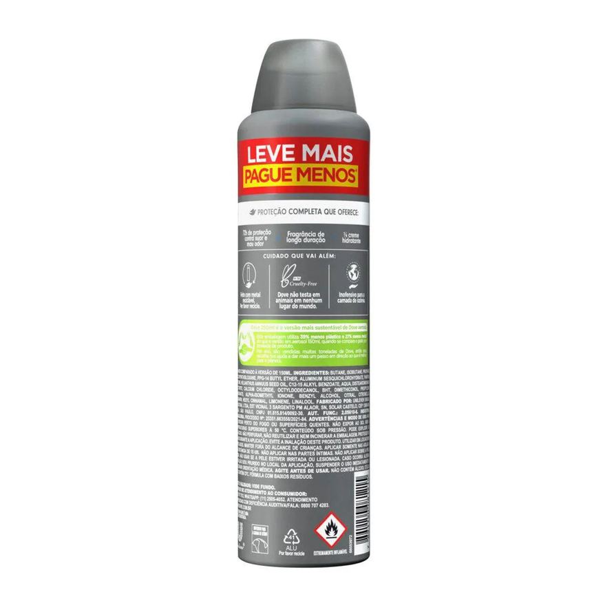 Dove Men Desodorante Antitranspirante Aerosol +Care Proteção Total 72h 250ml