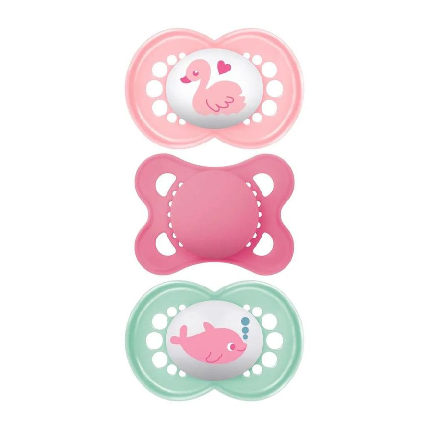 Mam Kit com 3 Chupetas Original Bico de Silicone 0M+ Rosa