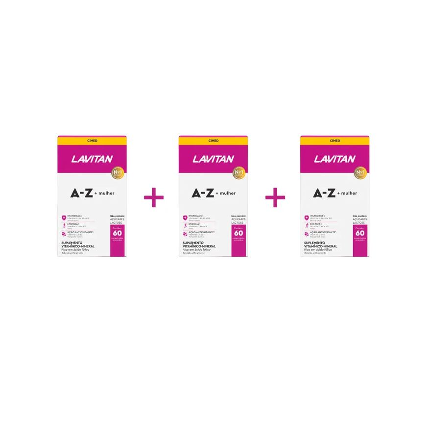 Cimed Kit 3 Lavitan A-z Mulher Suplemento com 60 cápsulas