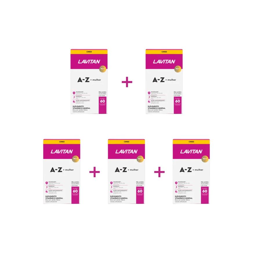 Cimed Kit 5 Lavitan A-z Mulher Suplemento com 60 cápsulas