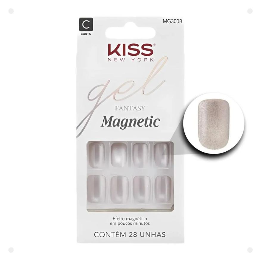 Kiss New York Unhas Postiças Curta Kiss Ny Gel Fantasy Magnetic Nail Crystal Mg300b