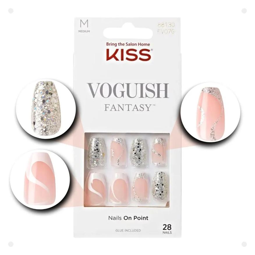 Kiss New York Unhas Postiças Média Kiss Ny Voguish Fantasy Celebration Fv300b