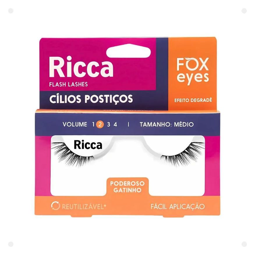 Ricca Cílios Postiços Belliz Fox Eyes Poderoso Gatinho Vol:2 Médio Cód.2697