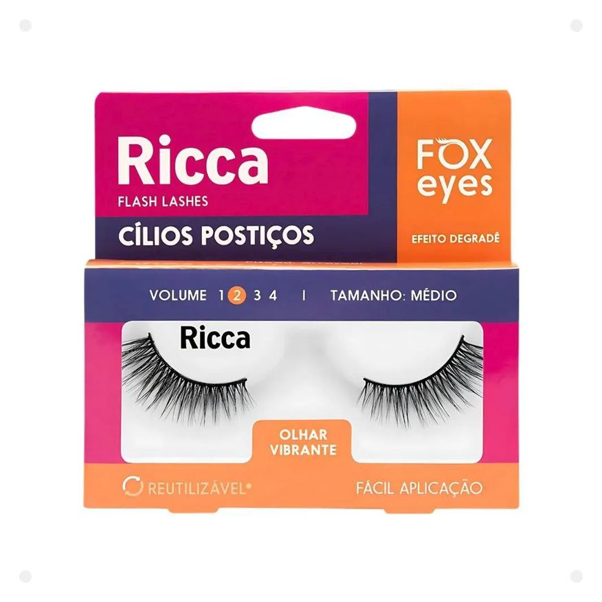Ricca Cílios Postiços Belliz Fox Eyes Olhar Vibrante Vol:2 Médio Cód.2695