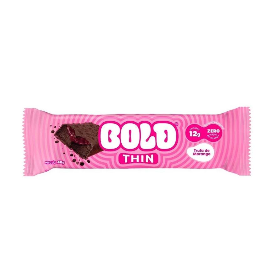 Bold Bar Thin (40g) - Sabor: Trufa de Morango.