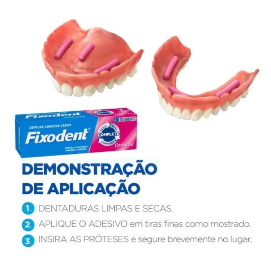 Adesivo Creme Para Dentadura Original Fixodent - Pack Com 2 Unidades de 21g