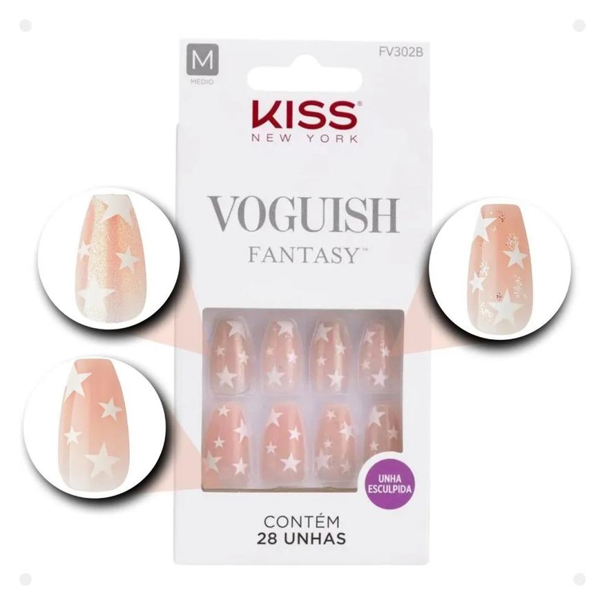 Kiss New York Unhas Postiças Média Kiss Ny Voguish Fantasy In The Stars Fv302b