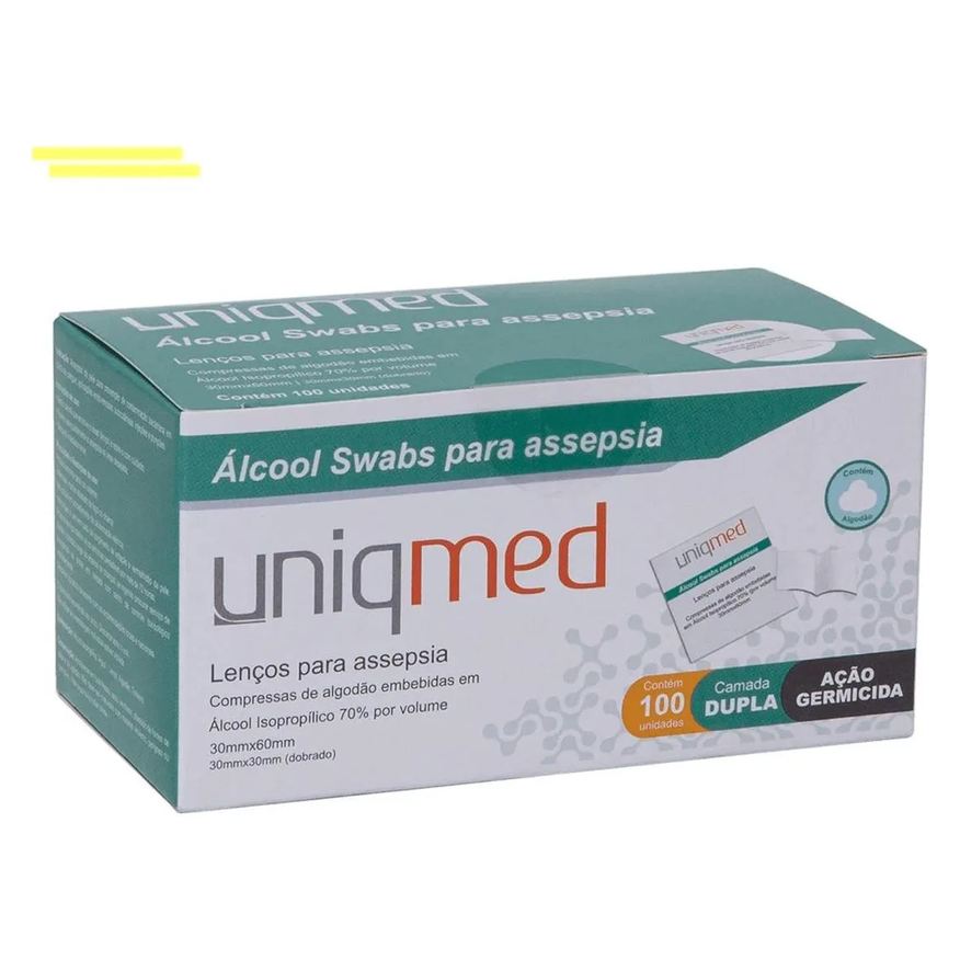 Uniqmed Kit 1000 Swab Lenços Antissepticos com Alcool