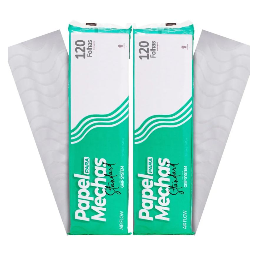 Papel Para Mechas Kit Papel para Mecha 2un. Standard Branco 11x47cm 120 Folhas