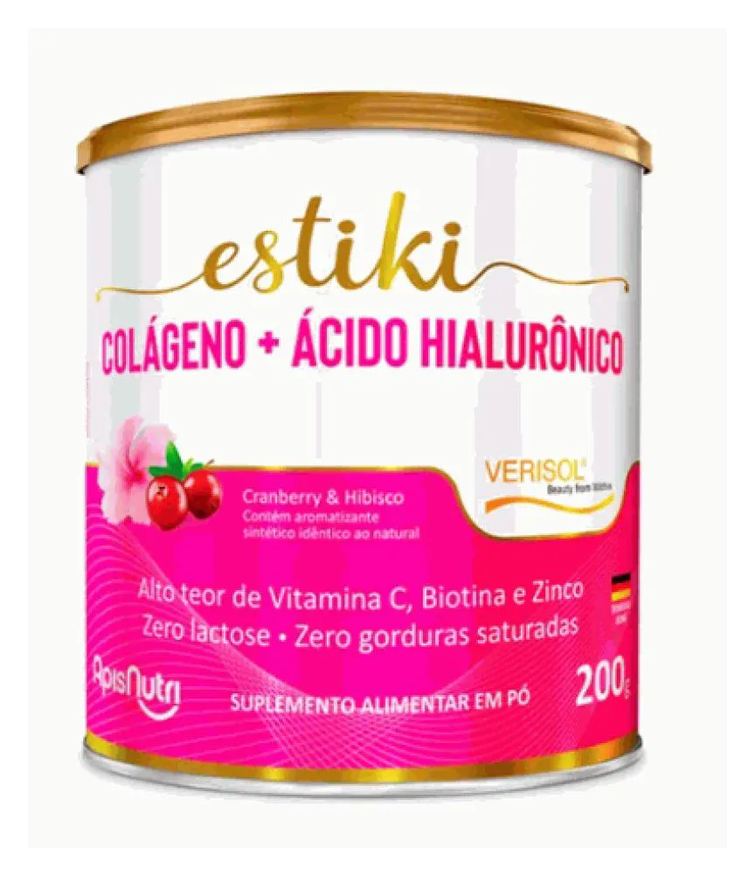 Apisnutri Estiki Colágeno + Ácido Hialurônico (200g) - Sabor: Cranberry com Hibisco