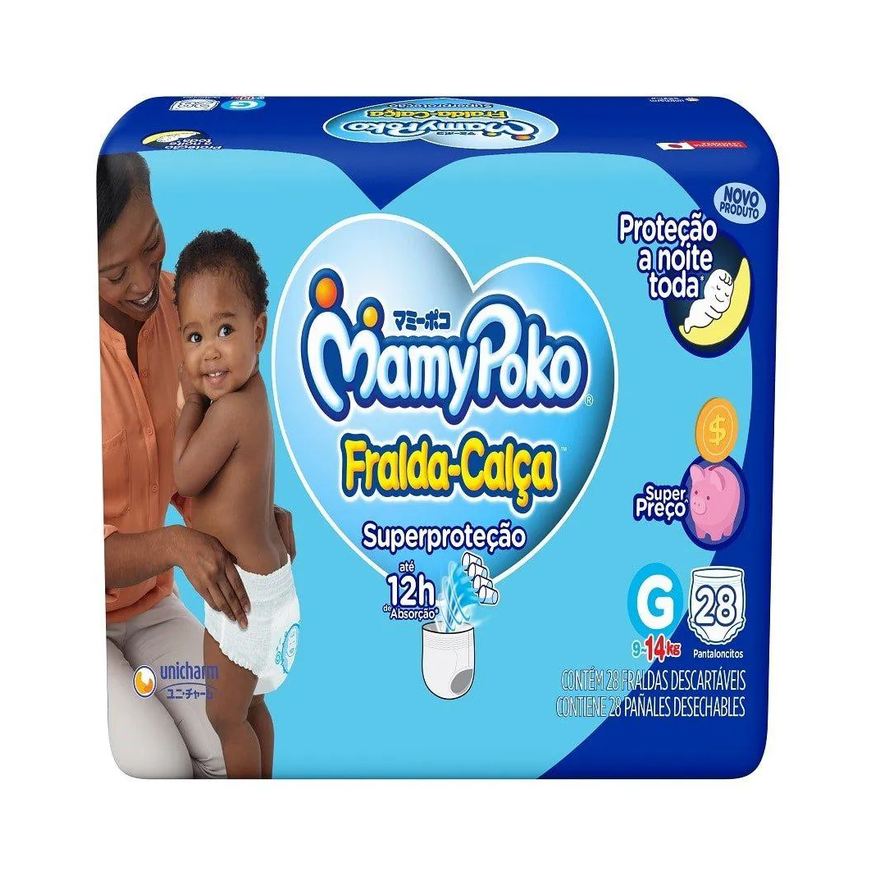 Mamypoko Fralda Descartável Calça Super Proteção Jumbo Tamanho G - 4 Pacotes com 28 Fraldas - Total 112 Tiras