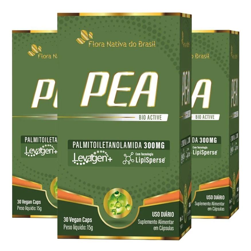 Flora Nativa Do Brasil Kit 3x Pea - Palmitoiletanolamida (levagen®) 300mg 30 cápsulas - Flora Nativa