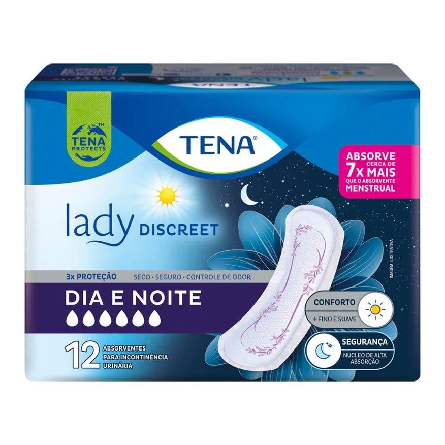 Tena Absorvente Lady Discreet Noite e Dia Geriatrico - Embalagem com 12 unidades