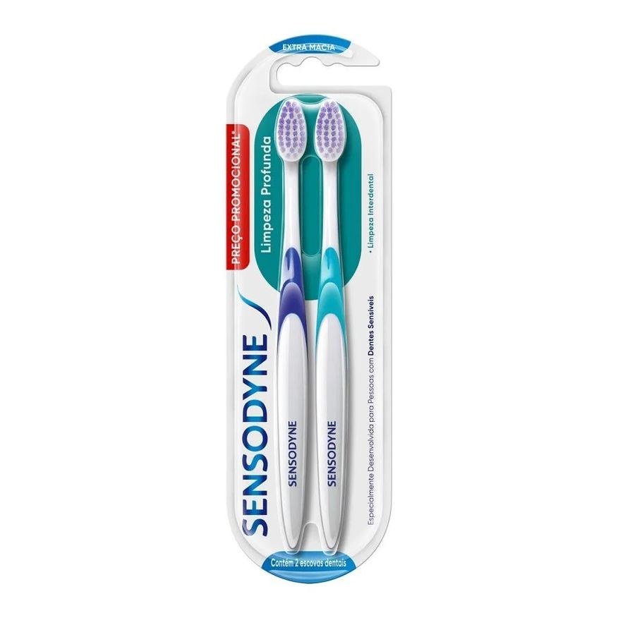 Sensodyne Escova Limpeza Profunda Extra Macia - Embalagem com 2 unidades