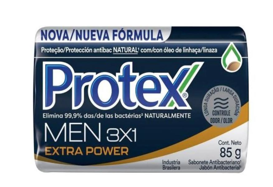Protex Sabonete For Men 3 em 1 Extra Power Antibacteriano 85g - Embalagem com 12 unidades