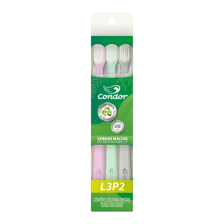 Condor Escova Dental Macia Eco Leve 3 Pague 2 Unidades
