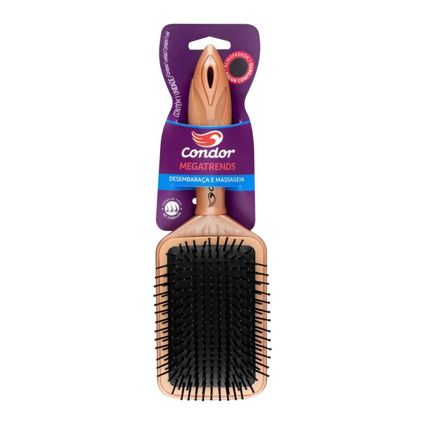 Condor Escova para Cabelo Almofadada Retangular Megatrends