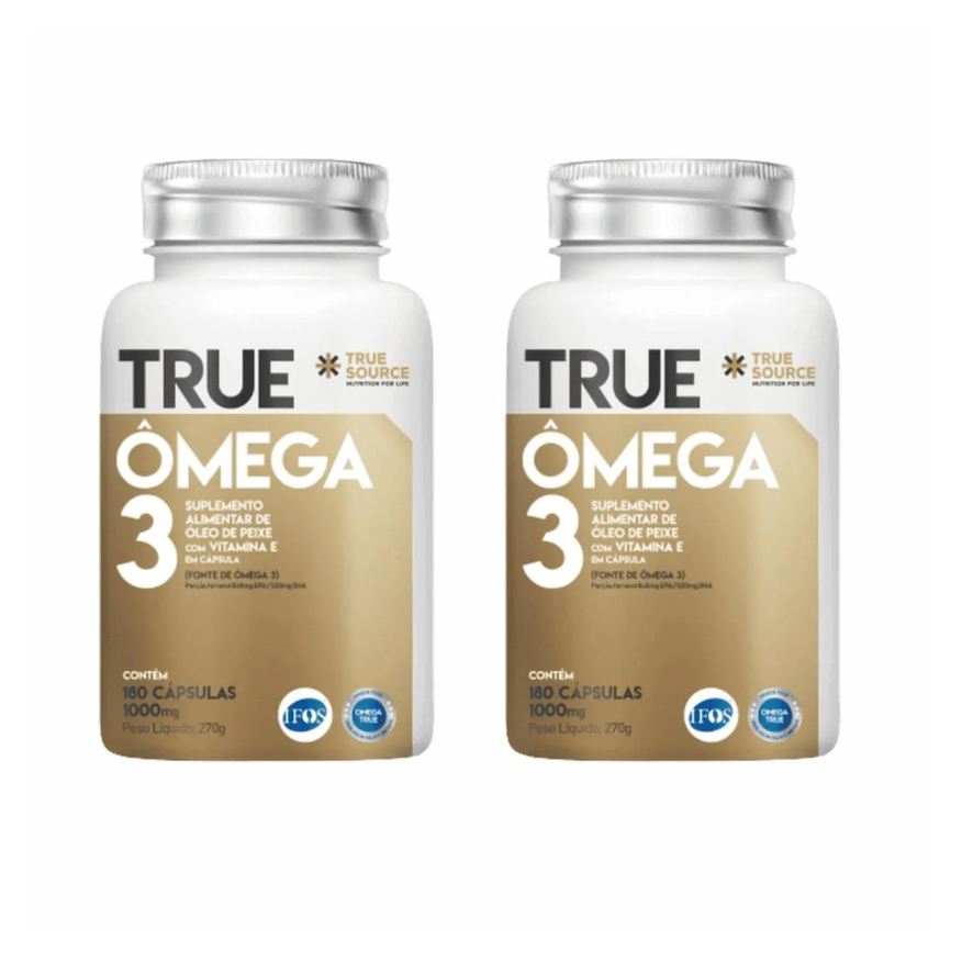 True Kit 2 Ômega 3 Truesource Vitamina e Certificado Ifos Concentrado 180 cápsulas sem sabor