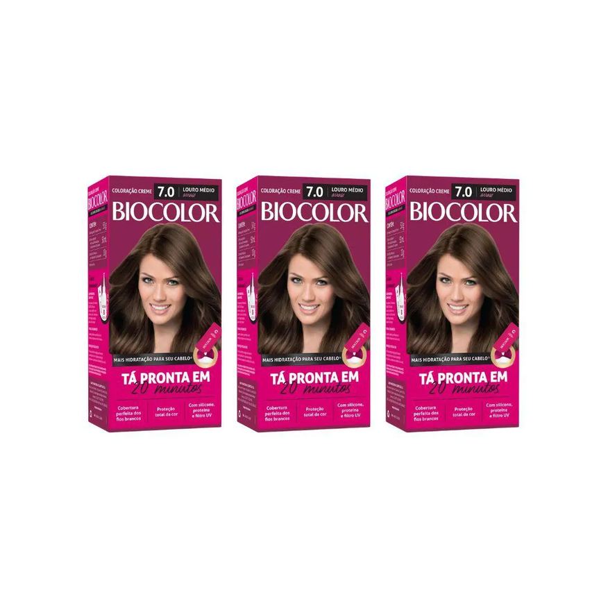 Biocolor Coloraçao Creme 7.0 Louro Medio Arraso - Kit C / 3un