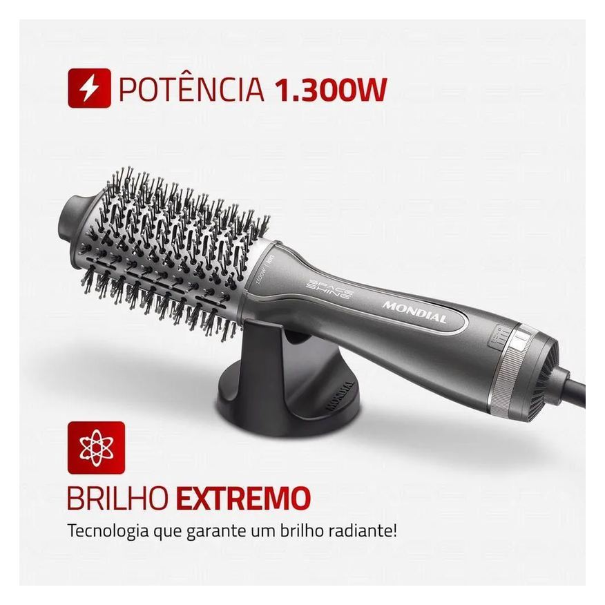 Secadora Escova Space Shine Mondial Grafite 1300w Es-20 Bivolt