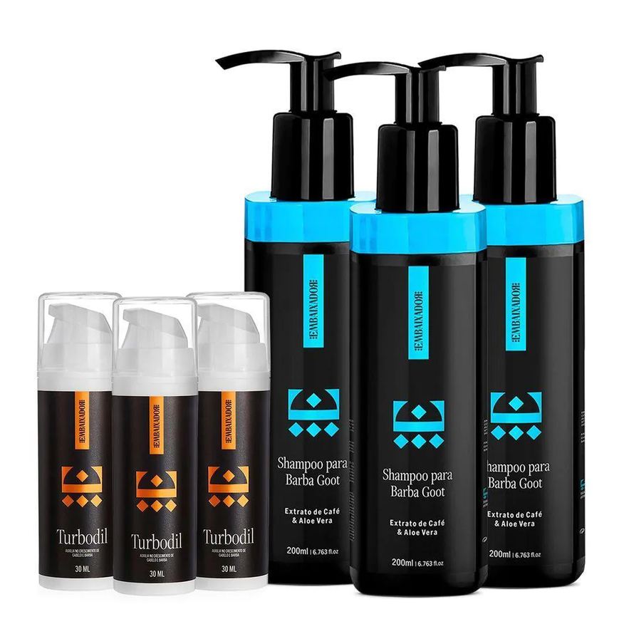 Embaixador Kit 03 Blend Turbodil + 03 Shampoo de Barba Goot 200ml