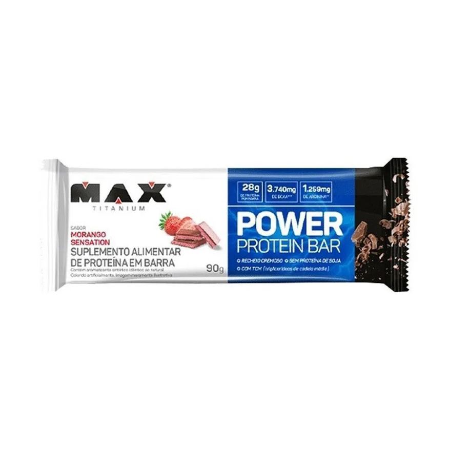Max Titanium Power Protein Bar (90g) - Sabor: Morango Sensation