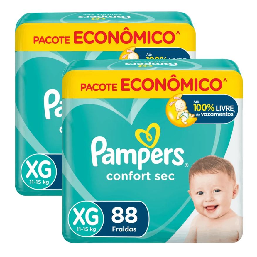 Pampers Kit 2 Fraldas Confort Sec XG 88 unidades cada