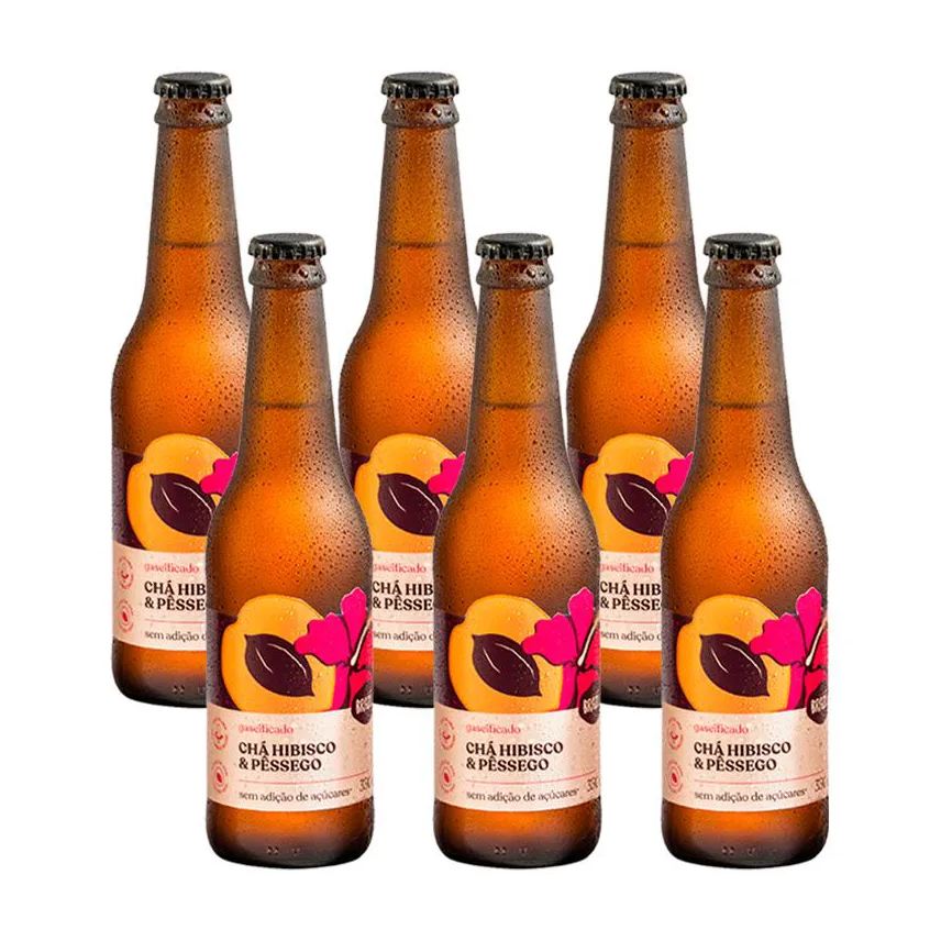 Brazô Kit 6x: Chá de Hibisco com Pêssego Gaseificado 350ml