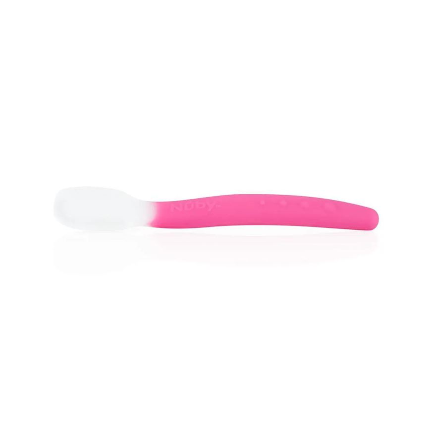 Nuby Colher de Silicone + Estojo - Cor Rosa