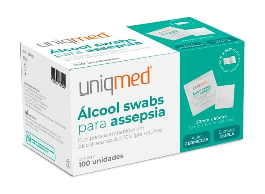 Uniqmed Alcool Swabs para Assepsia