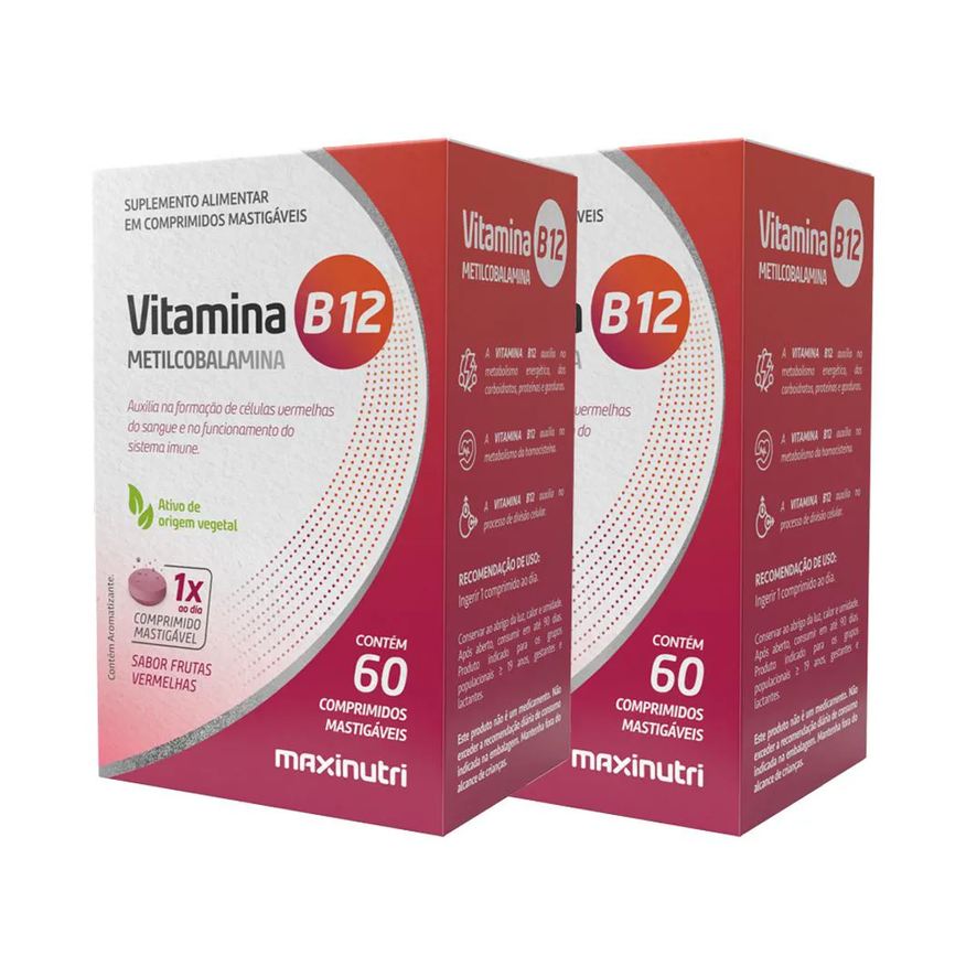 Maxinutri Kit 2 Vitamina B-12 Mastigável Zero Açucar 60 Comprimidos