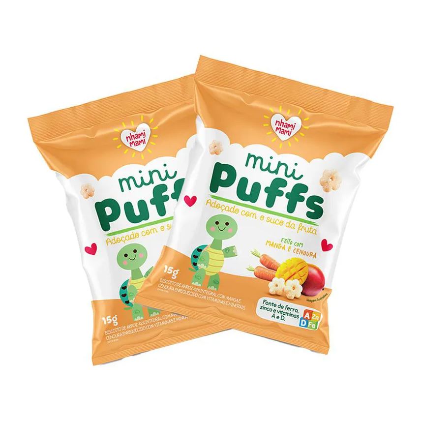 Nhami Mami Kit 2x: Snack Infantil Mini Puffs Manga e Cenoura 15g