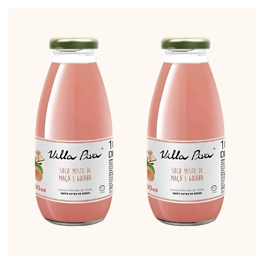 Villa Piva Kit 2x: Suco de Goiaba e Maçã Integral Sem Açúcar 300ml