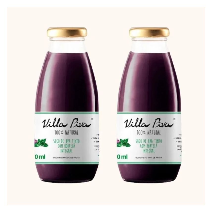 Villa Piva Kit 2x: Suco de Uva com Hortelã Sem Açúcar 300ml