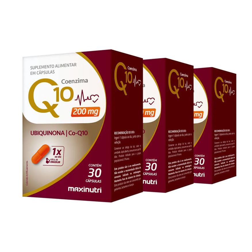 Maxinutri Kit 3 Coenzima Q10 Gold Ubiquinona 200mg 30 Cápsulas