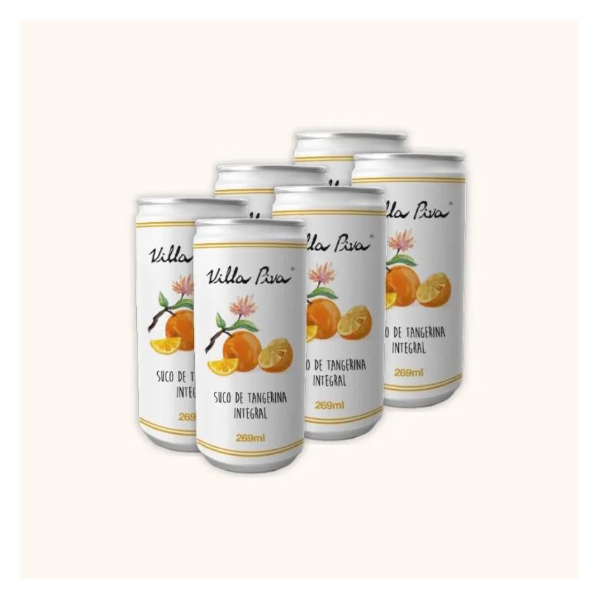 Villa Piva Kit 6x: Suco de Tangerina Integral Sem Açúcar Lata 269ml