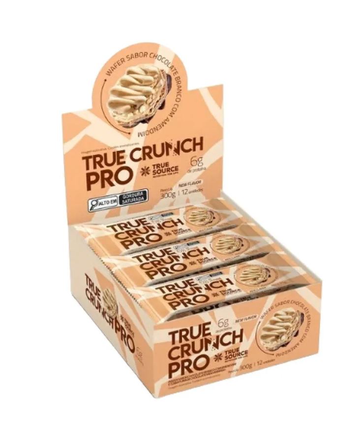 True Wafer Proteico Crunch Pro Chocolate Branco 25g True Source 12 unidades