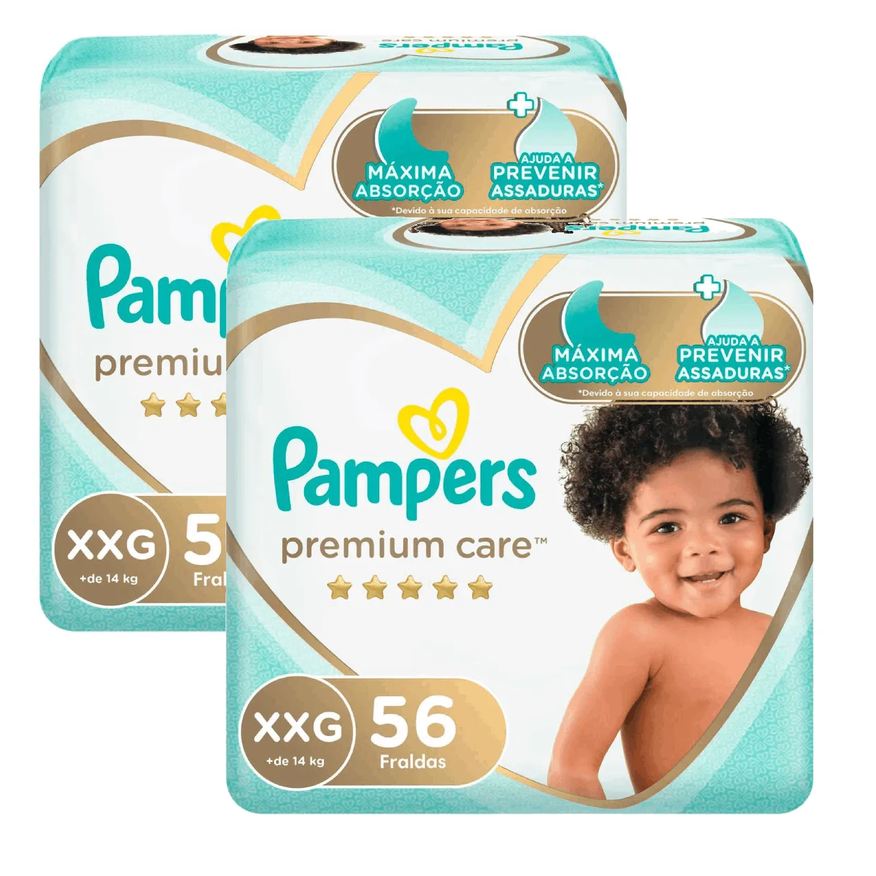 Pampers Kit 2 Fraldas Premium Care XXG 56 unidades cada