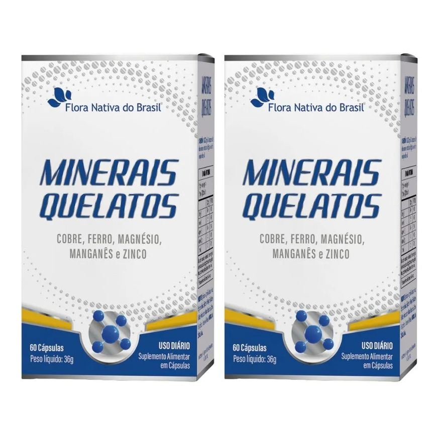 Flora Nativa Do Brasil Kit 2x Minerais Quelatos 60 cápsulas - Flora Nativa
