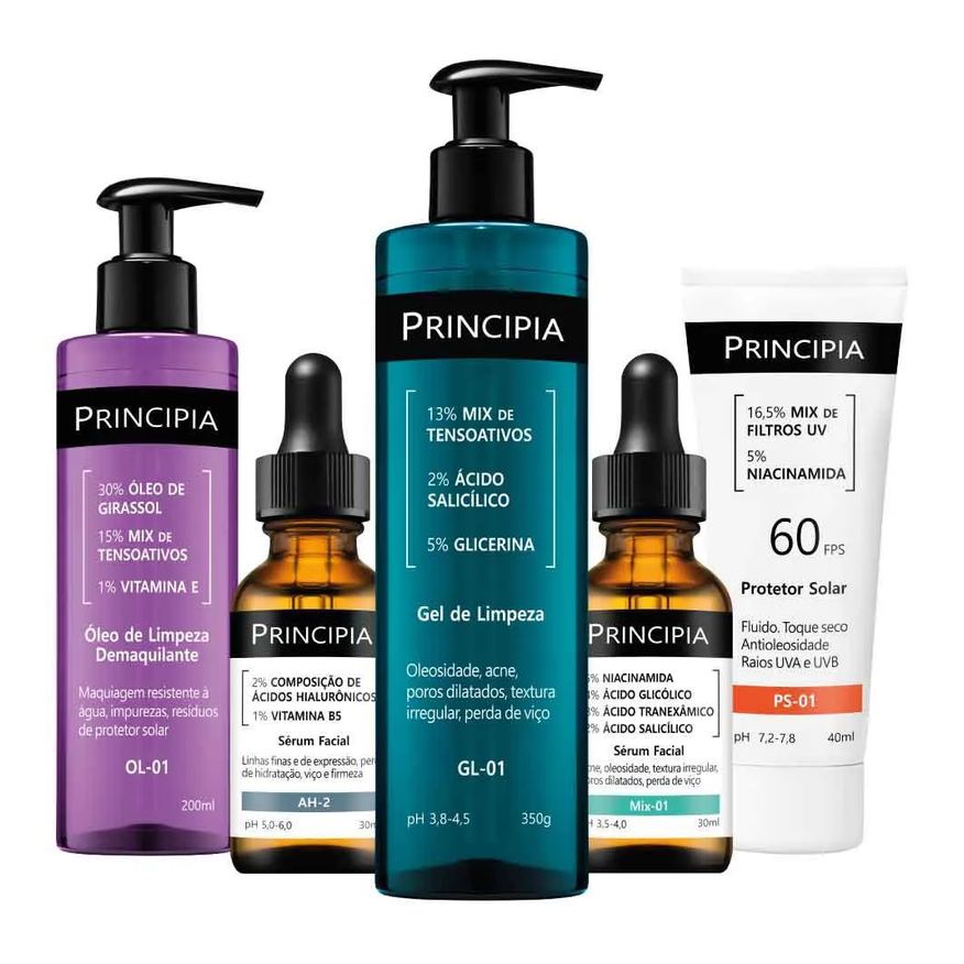 Principia Kit Antiacne Demaquilante Essencial - Gl-01 + Mix-01 + Ps-01 + Ol-01 + Ah-2