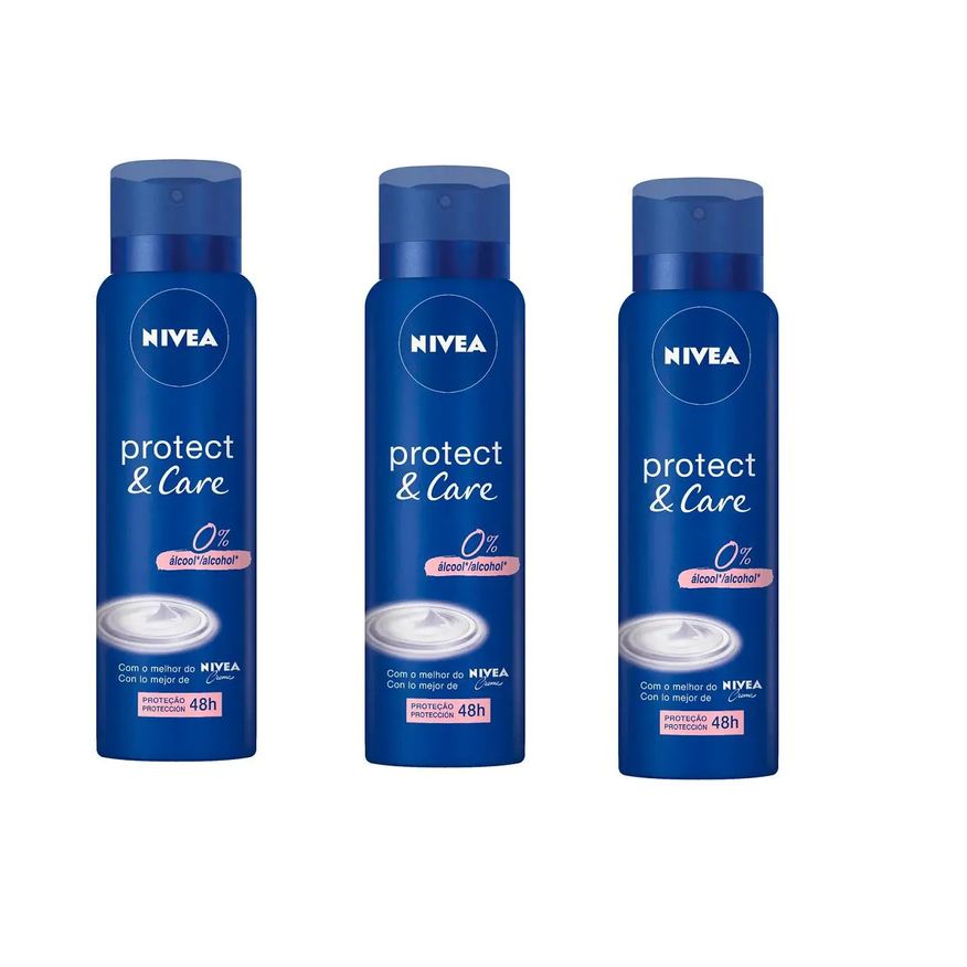 Nivea Kit 3 Desodorante Protect & Care 150ml 0%álcool -nivea