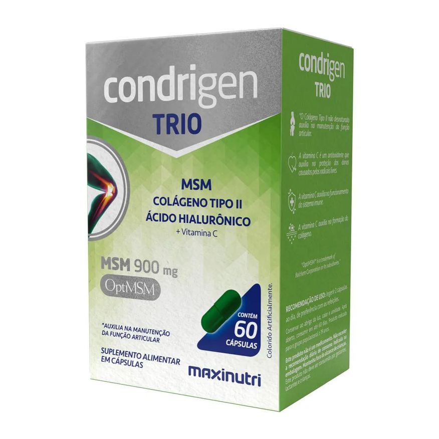 MAXINUTRI CONDRIGEN TRIO MSM COLáGENO TIPO 2 + ÁCIDO HIALURôNICO 60 Cápsulas
