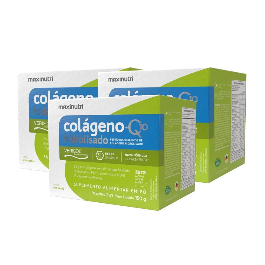 Maxinutri Kit 3 Colágeno Hidrolisado Verisol Sache Uva Verde
