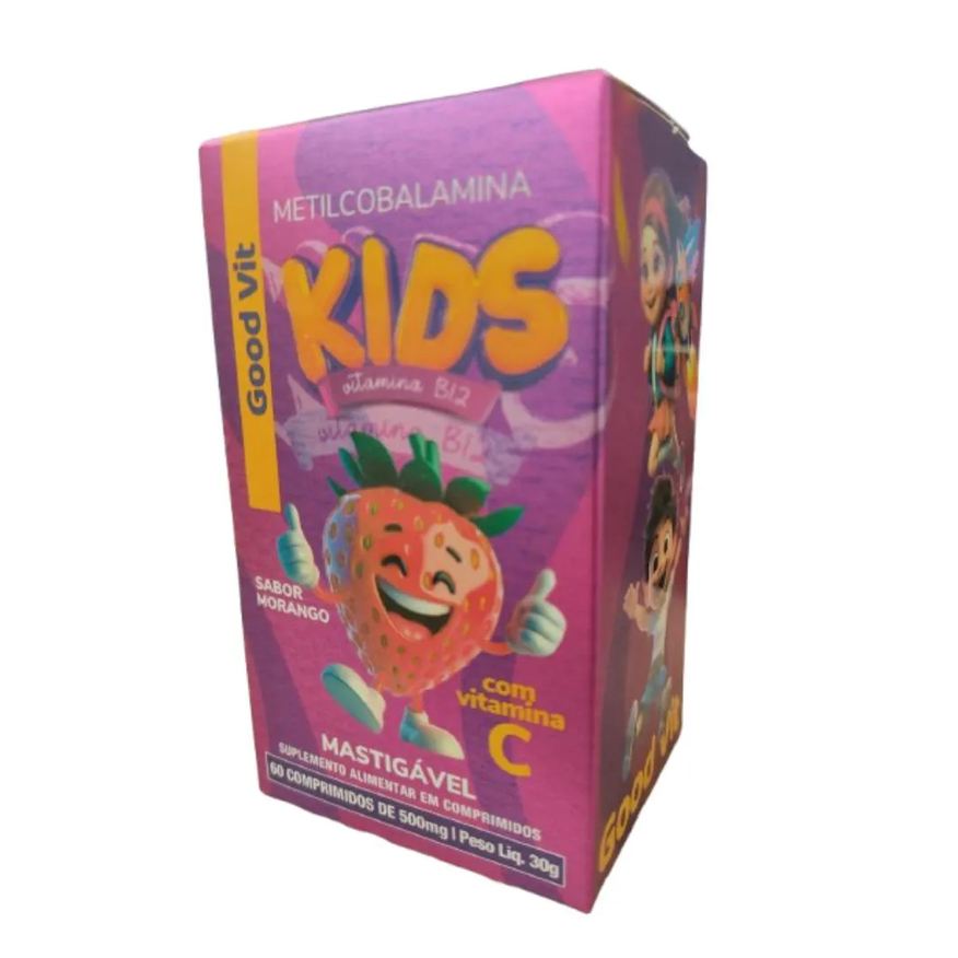 Good Vit Kids Vitamina B12 Sabor Morango C/60 comprimidos Mastigaveis