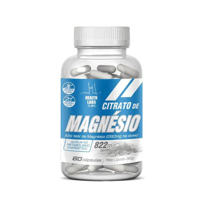 Health Labs Citrato de Magnésio 60 cápsulas Projetado para Ser Incluído Na Dieta Diária
