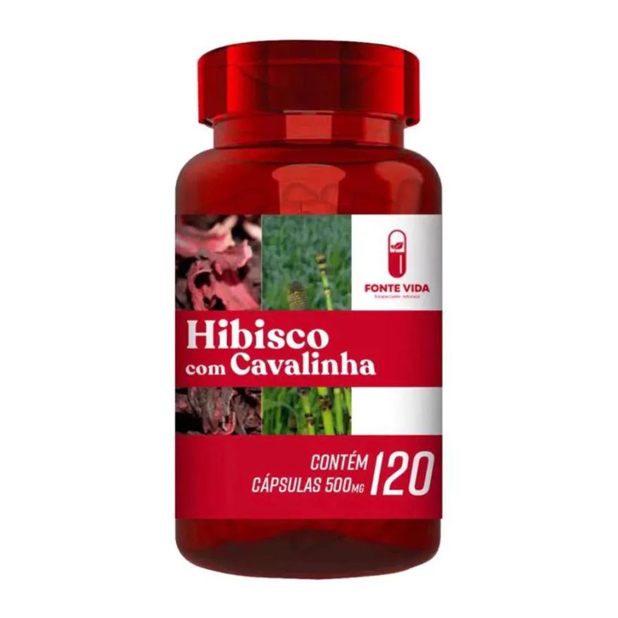 Laboratório Fonte Vida Hibisco com Cavalinha 120 Capsulas Vegano 500mg (fonte Vida).