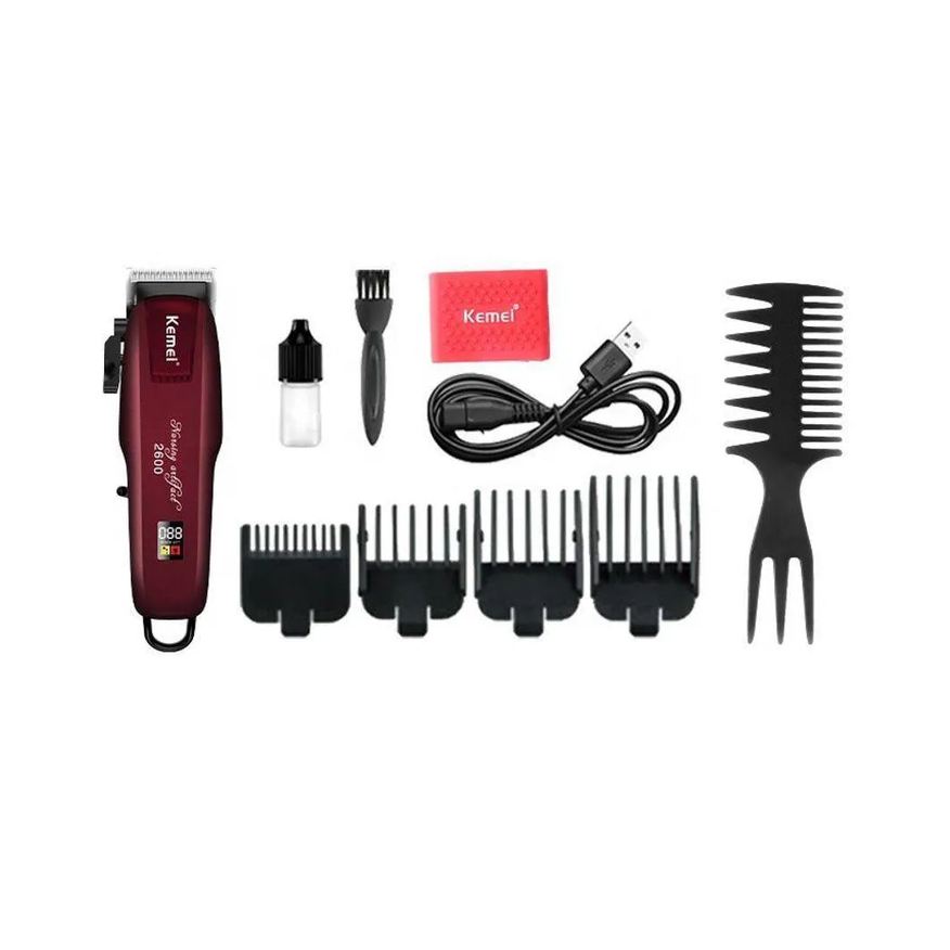 Kemei Cortador de Cabelo Km-2600 Bordô Bivolt