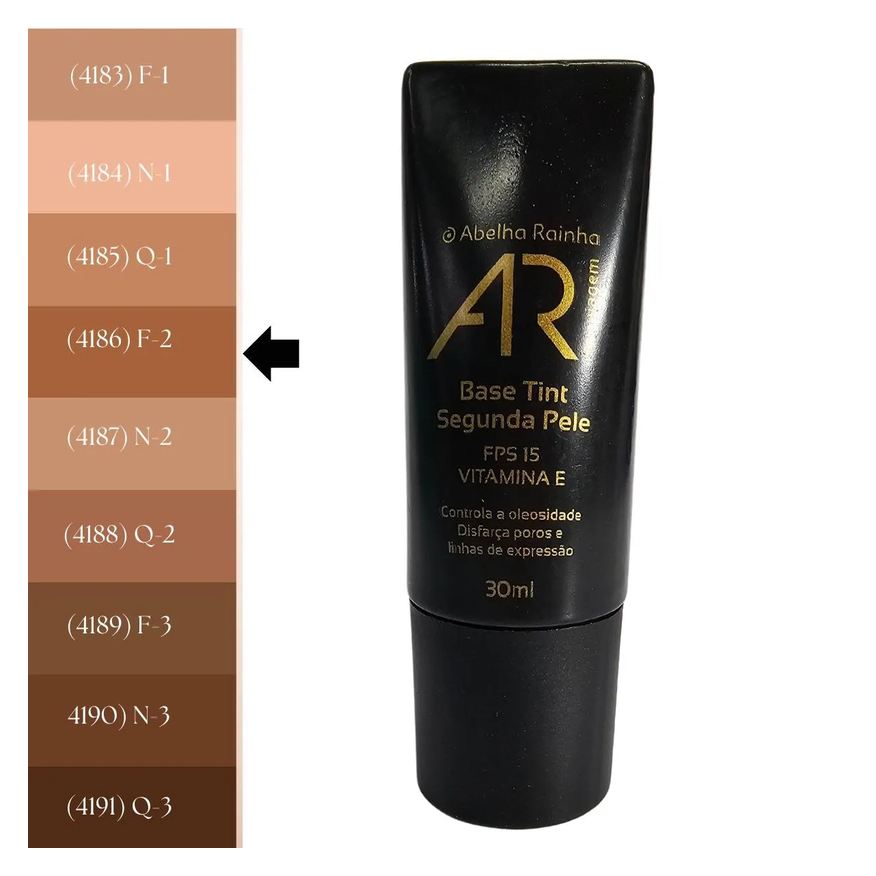 Abelha Rainha Base Tint Segunda Pele Bege Médio F-2 Fps 15 Ar Maquiagem 30ml